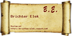 Brichter Elek névjegykártya